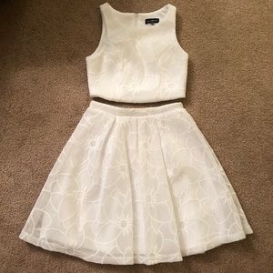 Sequin Hearts White Two Piece Dress - Size 1 Used